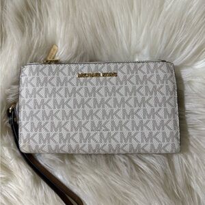Michael Kors Cream Monogram Wristlet